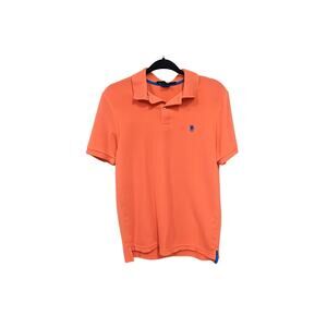U.S. Polo Medium Mens Orange Blue Polo Shirt Preppy Streetwear Minimalist Golf